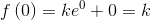 f\left( 0 \right) = k{e^0} + 0 = k