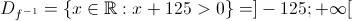 D_{f^{-1}}=\left \{ x\in \mathbb{R}: x+125>0 \right \}=]-125;+\infty [