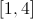 \left[ {1,4} \right]